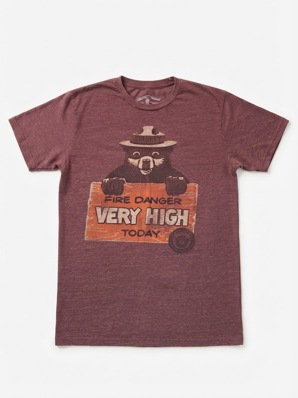 Smokey Bear Fire Danger Very High Today Graphic Tee Heather Brown S